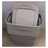 (10) Grey Totes With Lids