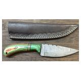 Custom Damascus Knife w/ Sheath #17