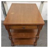 Wooden End Table w/Shelves & Drawer