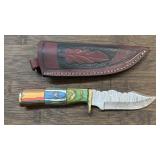 Custom Damascus Knife w/ Sheath #4