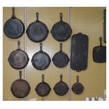 assorted cast iron cookware