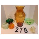 Various Orange & Green Glass ~ Large Vase ~