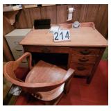 Oak Desk & Chair 30" X 42" X 26"