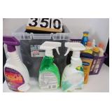 Cleaning Supplies In Clear Tote - Purple Basket