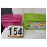 Pair of Lego Tubs 1 Pink & 1 Green Containers Only