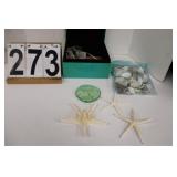 Box W/ Sea Shells- Sand Dollar Glass - Star Fish