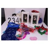 Assorted Holiday Items Includes 2 Dolls