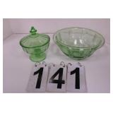 Uranium Hazel Atlus Depression Era Glass Bowl ~