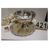 Silverplate Punch Bowl & Cup Set w/ Tray