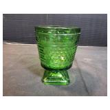 Vtg Napco Green Glass Hobnail Footed Planter