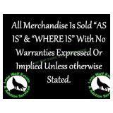 All Items Sold "As Is" & "Where Is"