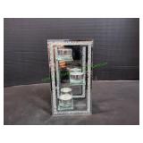 5.5x2.5x9.5 Mirrored 3-Votive Candle Holder