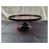 Black Glass Pedestal Cake Plate