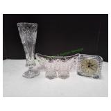 Crystal Desk Clock, Bud Vase & More