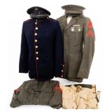 WWII US MARINE SERVICE ALPHA & DRESS BLUE TUNICS