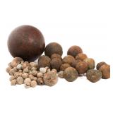 DUG RELIC CANNON BALLS, GRAPE SHOT & CANISTER SHOT