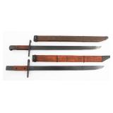 WWII JAPANESE TYPE 30 BAYONETS WITH WOOD SCABBARDS