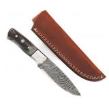 DAMASCUS STEEL FIXED BLADE KNIFE WITH SHEATH