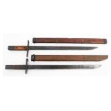 WWII JAPANESE TYPE 30 BAYONETS WITH WOOD SCABBARDS