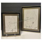 Pair of Signed Caricature Portugal 1971