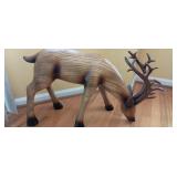 Amish Wood Carved Deer Statue