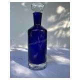 Cobalt Blue Decanter Crystal Bubble Base 11-1/2"