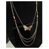 VTG GOLD TONE BUTTERFLY CHAIN NECKLACE