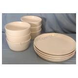 H2K stoneware everyday dishes. 4 plates and 6