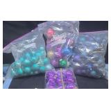 Assorted glass and plastic solid color ornaments