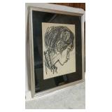 Calvin Burnett "Neighbor"Woodcut Framed Art