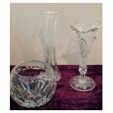 Crystal Rose Bowl and Vases