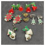 6 Pair Screw & Clip on Christmas Earrings