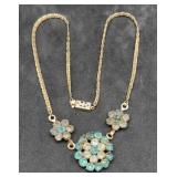 Vintage Rhinestone Flower Necklace