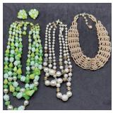 Vtg Japan Beaded Necklaces & Set of Earrings