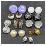 10 Pair clip on Earrings