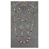 14kGF Red White & Blue Jewelry Set