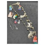 Cat Necklaces & Pins Mismatched Earrings