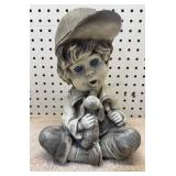 Ceramic Boy With Puppy 11 Inches Tall