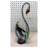 Art Glass Swan 18 inches tall