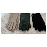 Ladies Anne Klein Leather Gloves, Cashmere and