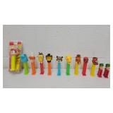 (12) Cartoon character Pez dispensers