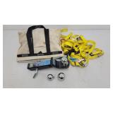 Bag of straps, hitch and tools