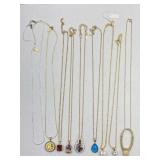 9pc Chain Pendant Necklaces Some Marked .925