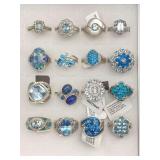 Blues Zirconia, Opal Sterling Silver Rings