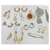 Gold, Pearl, Amber Pendants, Earrings