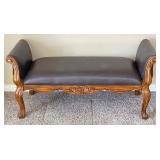 Brown Leather Padded Bench