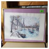 Paris on the Seine watercolor artwork