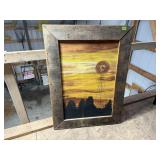 Barn wood sunset painting