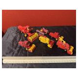 Misc. Red and Yellow Toy Lot Combines, Bus, and