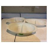 Pyrex white divided dishes (3)